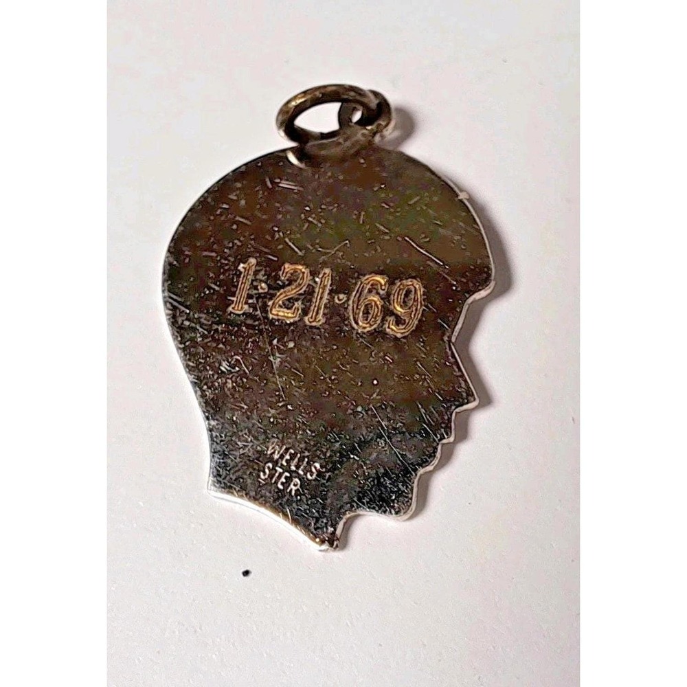 Vintage Wells Sterling Silver Boy Silhouette Charm Wesley 1-21-69 Engraved